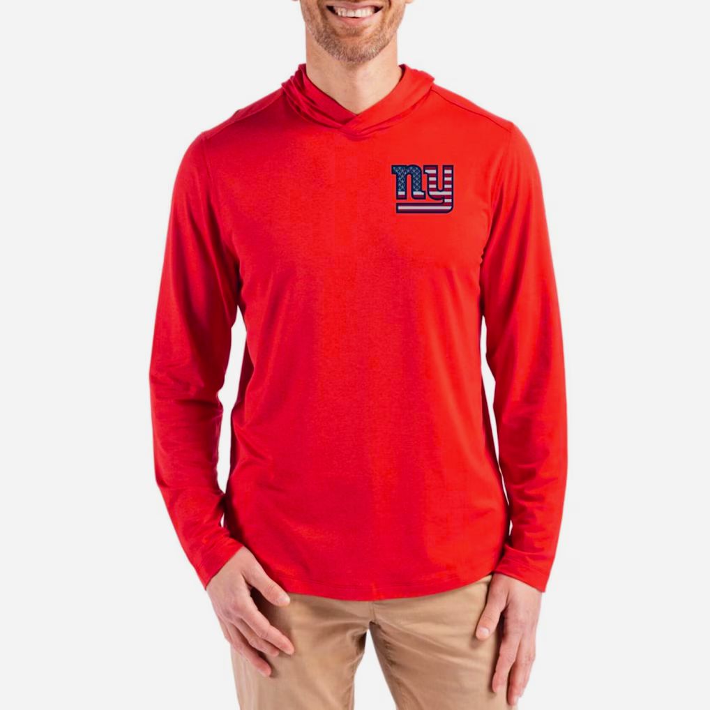Men 2026 NFL New York Giants Hooded long sleeved T-shirt red 001->nfl t-shirts->Sports Accessory
